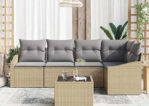 Set canapea grădină cu perne Negre Ratan - 3/5