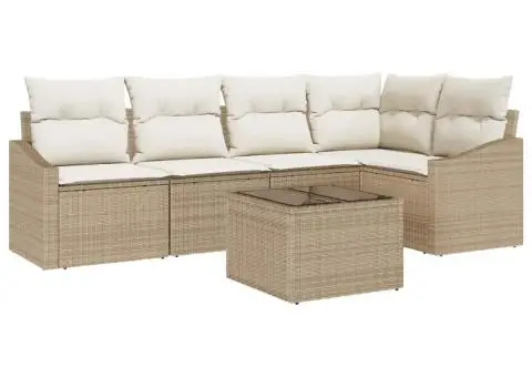 Set de canapea de grădină cu perne maronii din poliratan - 2/5