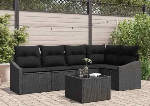 Set de canapea de grădină 6 piese cu perne Bej din poliratan - 1/5