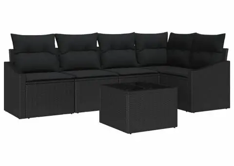 Set de canapea de grădină 6 piese cu perne Bej din poliratan - 2/5