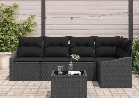 Set de canapea de grădină 6 piese cu perne Bej din poliratan - 3/5