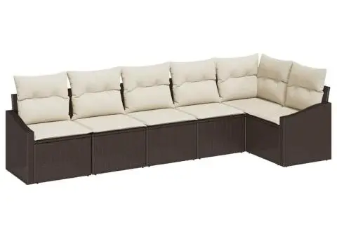 Set de Canapea pentru Grădină cu 6 Piese și Perne din Ratan Poli Maro - 2/5