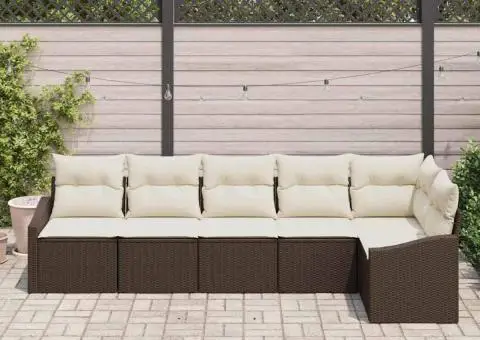Set de Canapea pentru Grădină cu 6 Piese și Perne din Ratan Poli Maro - 3/5