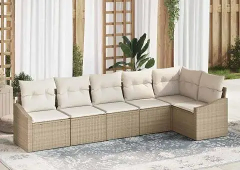 Set de Canapea de Grădină cu Perne Bej Ratan Polimerizat - 1/5