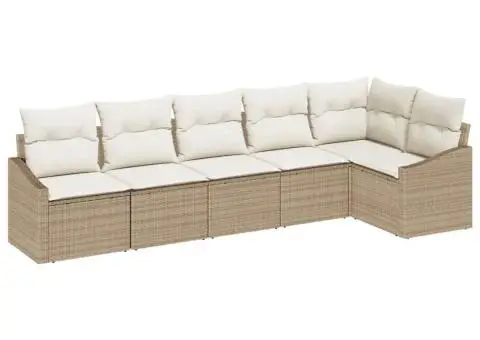 Set de Canapea de Grădină cu Perne Bej Ratan Polimerizat - 2/5