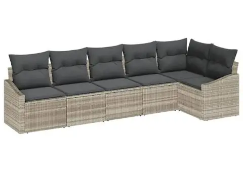 Set de canapele cu 6 piese cu perne Bej ratan polipropilenic - 2/5