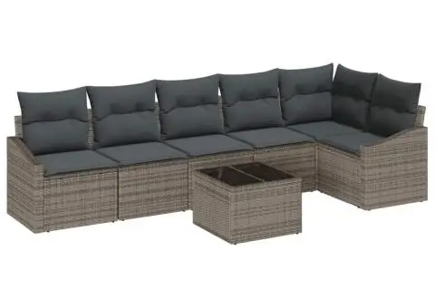 Set canapea grădină pe 6 piese cu perne negre din ratan poli - 2/5