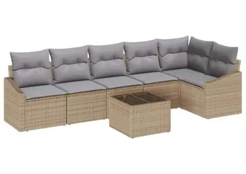 Set de Canapea pentru Grădină cu Perne Ratan Negru Poliratan - 2/5