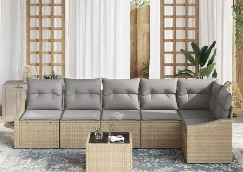 Set de Canapea pentru Grădină cu Perne Ratan Negru Poliratan - 3/5