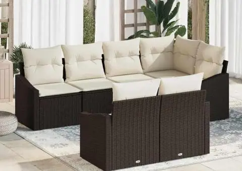 Set de canapea grădină cu perne maro din ratan poly - 1/5