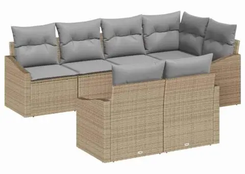 Set de Canapea pentru Grădină cu Perne Bej din Ratan Poli - 2/5