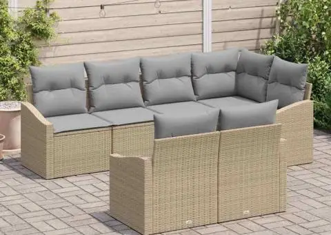 Set de Canapea pentru Grădină cu Perne Bej din Ratan Poli - 3/5