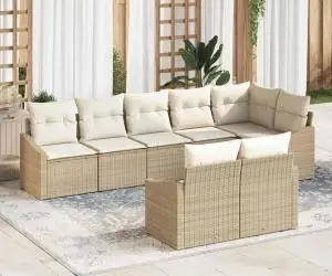 vidaXL Set de canapea de grădină format din 8 piese cu perne, bej, ratan sintetic