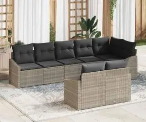 vidaXL Set de canapea de grădină de 8 piese cu perne gri deschis din ratan sintetic