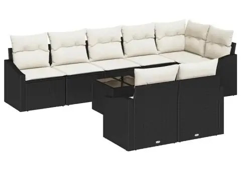 Set de canapea de grădină 8 piese cu perne, maro, din poliratan - 2/5