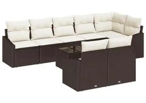 Set Canapea de Grădină 8 Piese cu Perne Gri din Poliratan - 2/5