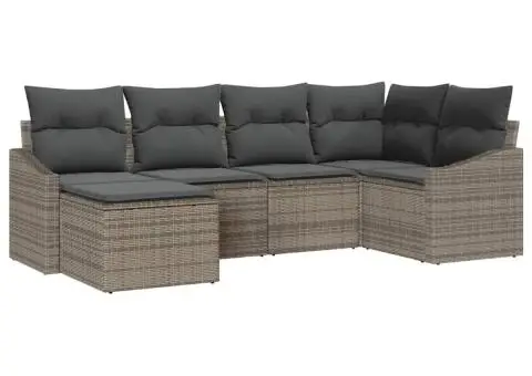 Set canapea grădină cu perne gri din ratan polimeric - 2/5