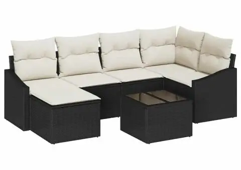 Set de canapele pentru grădină cu perne, ratan polimer maro - 2/5