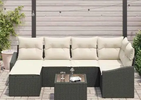 Set de canapele pentru grădină cu perne, ratan polimer maro - 3/5