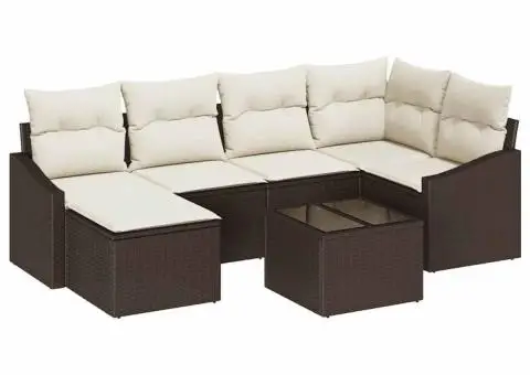 Set de canapea pentru grădină cu 6 piese și perne gri din ratan poli - 2/5