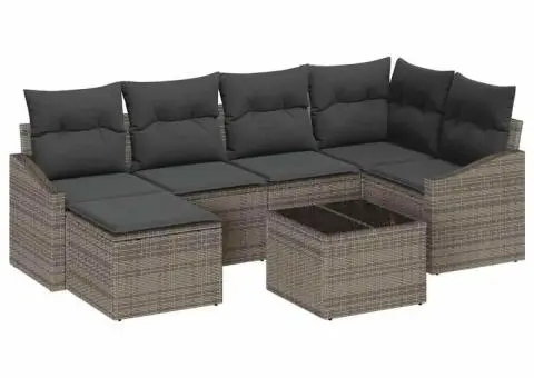 Set de Canapele de Grădină de 6 Piese cu Perne Ratan Poly Negru - 2/5