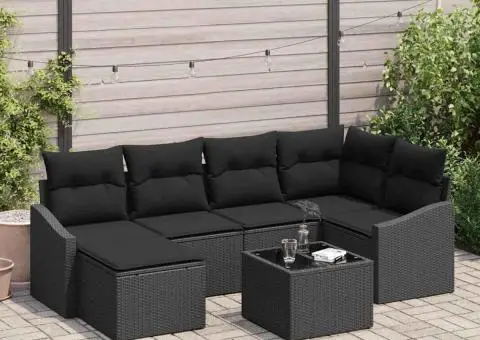 Set de Canapele de Grădină cu Perne Bej Ratan Polimeric - 1/5