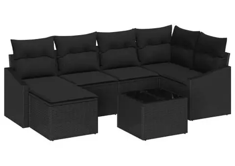 Set de Canapele de Grădină cu Perne Bej Ratan Polimeric - 2/5