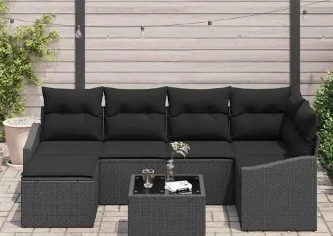 Set de Canapele de Grădină cu Perne Bej Ratan Polimeric - 3/5