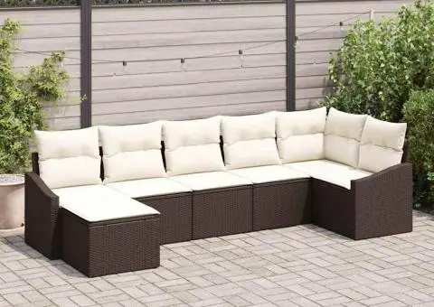 Set de canapea de grădină cu pernuțe maro din ratan poli - 1/5