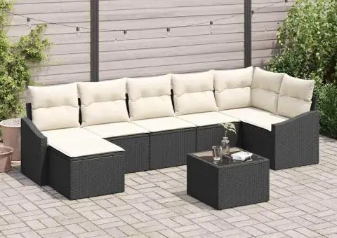 Set de canapea cu 7 piese și perne, ratan poliratan maro - 1/5