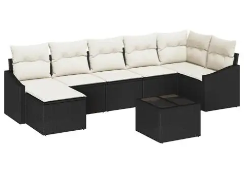 Set de canapea cu 7 piese și perne, ratan poliratan maro - 2/5