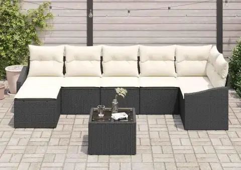 Set de canapea cu 7 piese și perne, ratan poliratan maro - 3/5