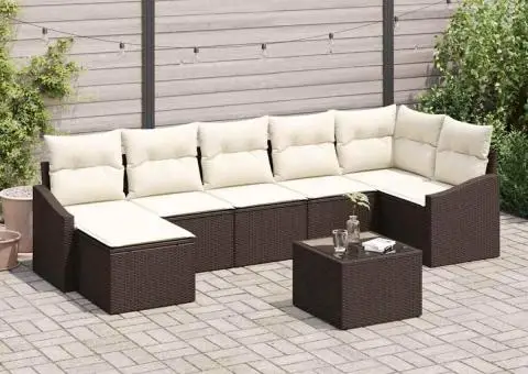 Set Canapea Grădină cu Pernuțe Gri Ratan Poli - 1/5