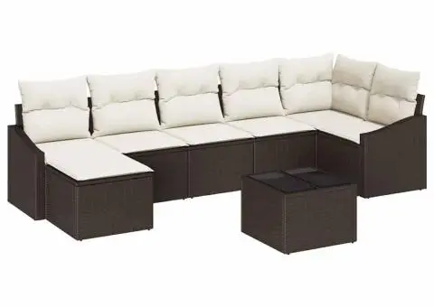 Set Canapea Grădină cu Pernuțe Gri Ratan Poli - 2/5