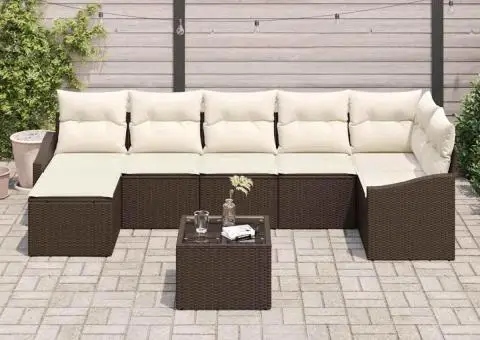 Set Canapea Grădină cu Pernuțe Gri Ratan Poli - 3/5