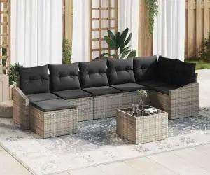 vidaXL Set de canapele pentru grădină cu perne gri din ratan