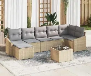 vidaXL Set canapea gradina 8 piese cu perne Negru ratan polimer
