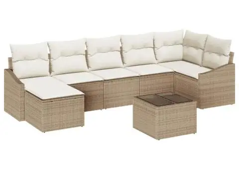 Set canapea grădină cu perne, bej, ratan poli - 2/5