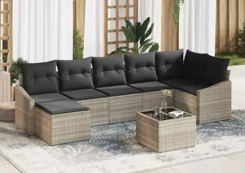 Set de Canapea de Grădină cu Perne Gri Ratan Poli - 1/5