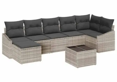 Set de Canapea de Grădină cu Perne Gri Ratan Poli - 2/5