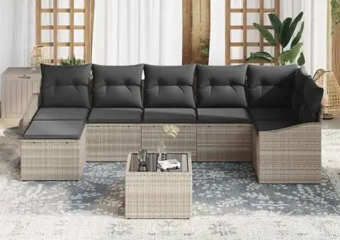 Set de Canapea de Grădină cu Perne Gri Ratan Poli - 3/5