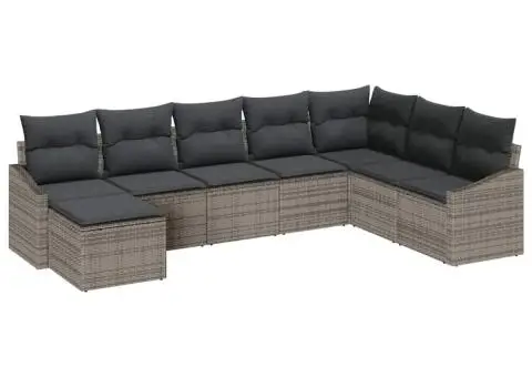 Set de Canapea de Grădină cu Pernuțe Gri din Ratan Poliester - 2/5