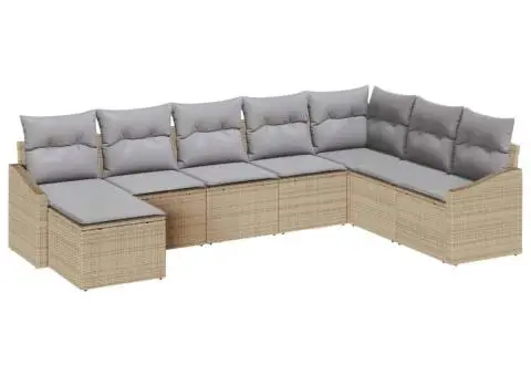 Set de canapea pentru grădină cu perne Bej Ratan sintetic - 2/5