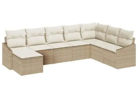Set de canapea de grădină cu perne Bej Poliratan - 2/5