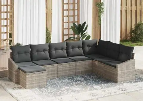 Set de canapea de grădină cu perne gri deschis din ratan poli - 1/5