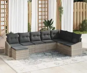 vidaXL Set de canapea de grădină cu perne gri deschis din ratan poli