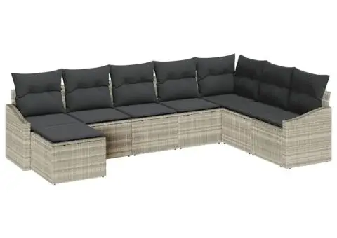 Set de canapea de grădină cu perne gri deschis din ratan poli - 2/5