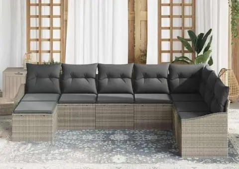 Set de canapea de grădină cu perne gri deschis din ratan poli - 3/5