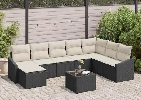 Set de canapea cu 8 piese și perne din ratan poli brown - 1/5