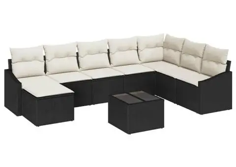 Set de canapea cu 8 piese și perne din ratan poli brown - 2/5